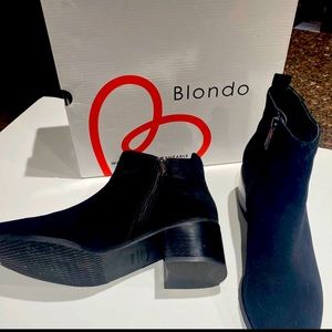 Blonde Black Suede Waterproof Booties Size 10
